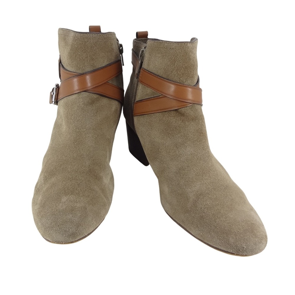 Coach Womens Tan Suede Leather Buckle Ankle Boots Size 11 B - Picture 1 of 11